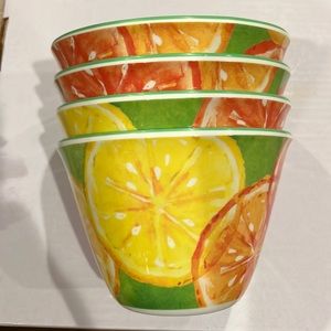 Outdoor Collection set of 4 grapefruit melamine appetizer dipping dessert bowls
